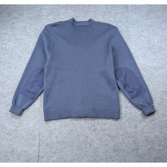Military Equipment Cardigan Mens 42R Blue Wool Crisp Thick Knit Vintage USAF - Picture 2 of 7